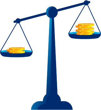 ภาพเครื่องชั่งไม่สมดุล แสดงความแตกต่างของ Balance เพื่ออธิบายมาร์จิ้นในการเทรดฟอเร็กซ์
