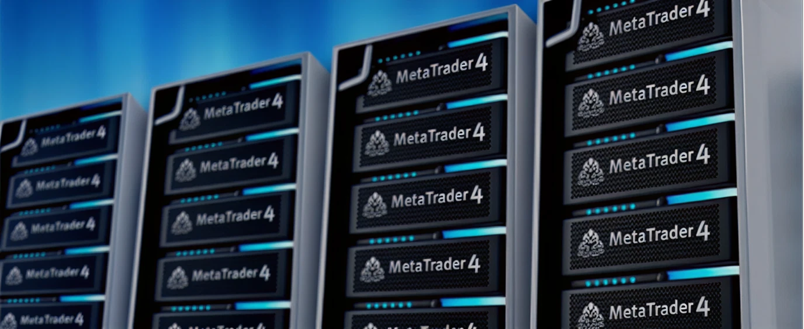 MetaTrader 4 (MT4) server racks in data center, showcasing trading platform infrastructure