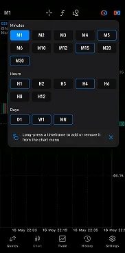 Dark interface with blue highlighted buttons showing M1 M20 options and navigation menu