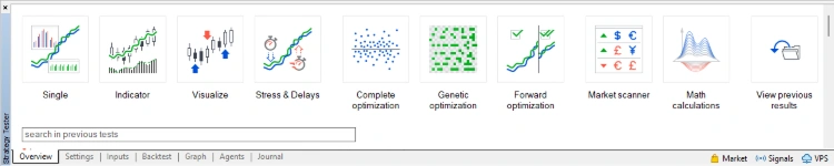 Trading platform interface with chart types, indicators, and analysis tools for market data