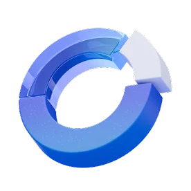 Blue and white circular arrow diagram, depicting a cycle or continuous process